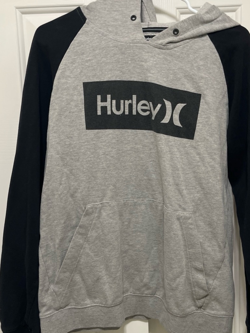 Hurley Men’s Gray Hoodie with Black Sleeves